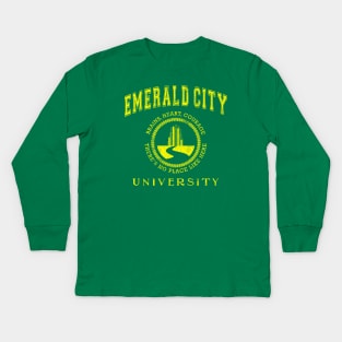 Emerald City University (Yellow) | The Wizard Of Oz | Wicked The Musical Kids Long Sleeve T-Shirt